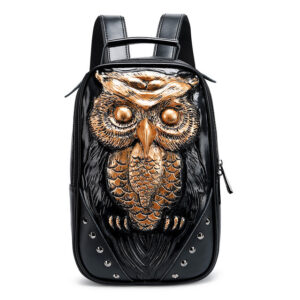 Leather gothic sculptured leather owl-bag-gold